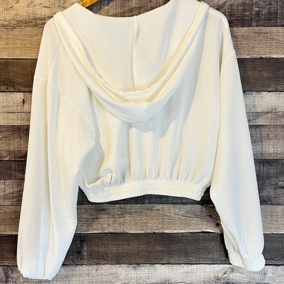 Zara White Sheer Hooded Crop Top M Minimalist Balletcore - Picture 2 of 5